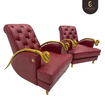 Elefante Dual Cushion Design Aggressive Sofa Golden Snake Armrests Nordic Armchair Leather Armchair For Living Room