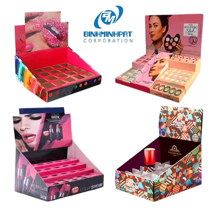 Wholesale OEM Cardboard Counter Box Cosmetic Beauty Salon Makeup Counter Top Display for Store Display Racks