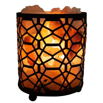 12V 12W Rectangle Iron Basket Himalayan Pink Salt Lamp Rock Crystal Bulb On/Off main image 0
