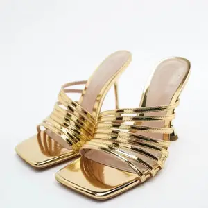 Custom Metal  Designer Shoes Summer Sandals for Women and Ladies High Heels Luxury  Femmes Fashion Slipper Bridal Shoes
