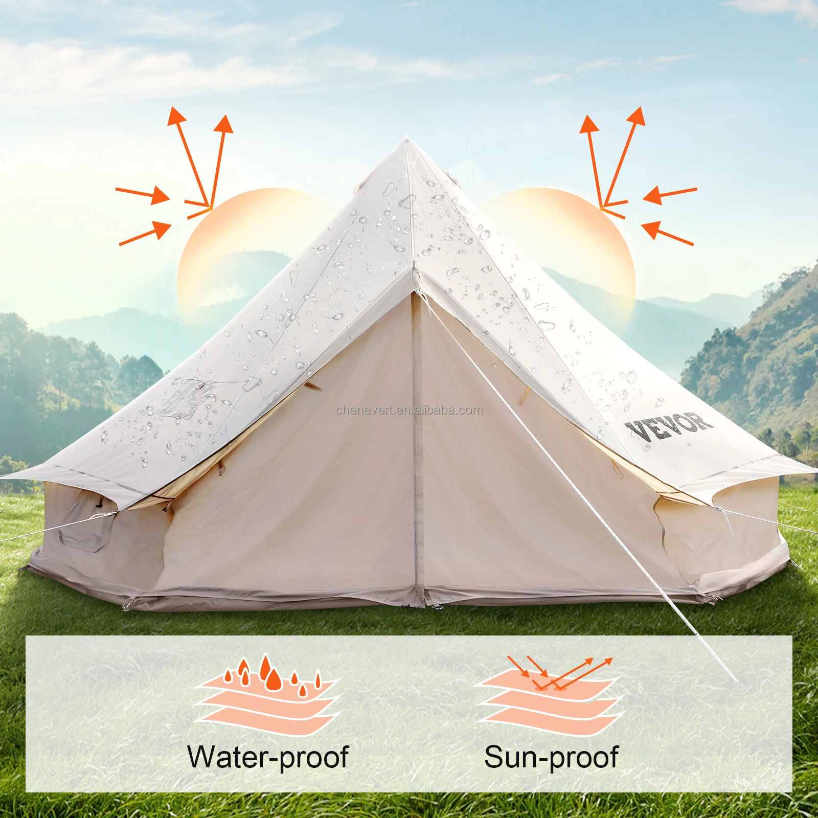 Bell Tent Waterproof & Breathable 100% Cotton Retro And Luxury Yurt ...