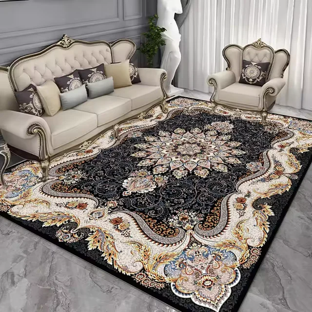 100% Polyester Velvet Rug Carpet Soft Rugs for Living Room Dining Room Bedroom Non-Slip Non-Shedding Low-Pile Floor Carpet