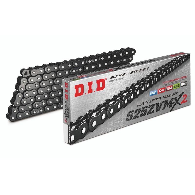 Made in Japan DID Black Chain X-Ring 525ZVM-X2 110ZB, 525