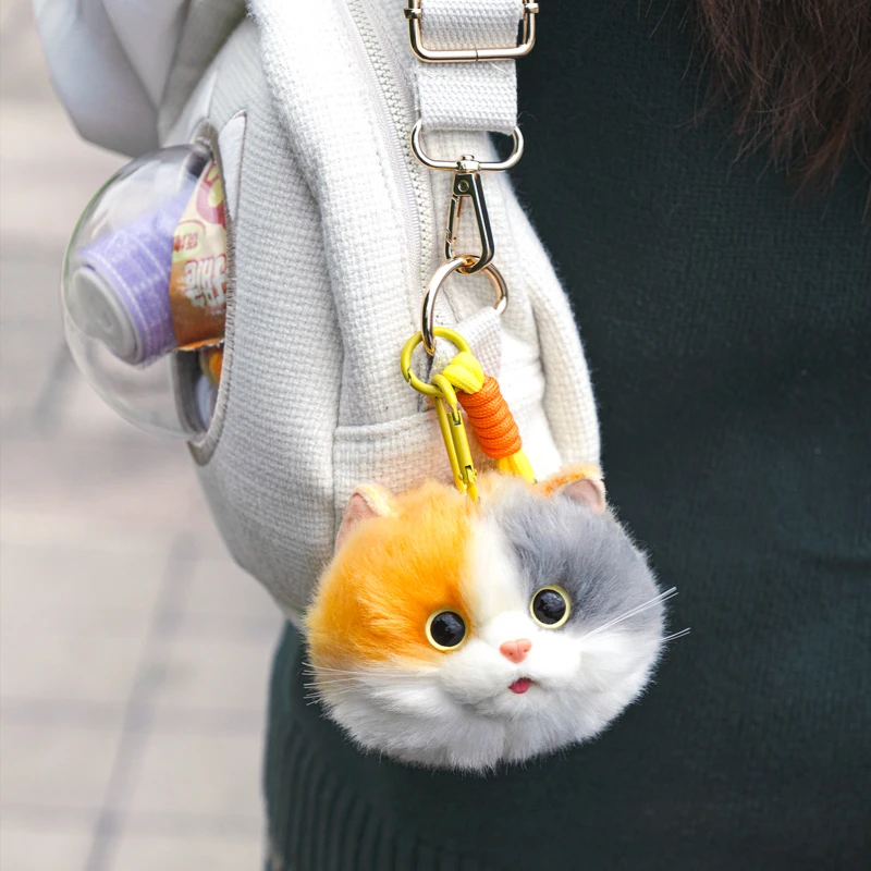 DUPAN 2026 New Cute Cat Head Pendant Backpack Women Large Capacity Multi-Function Daily Use One Shoulder Zipper Handbag