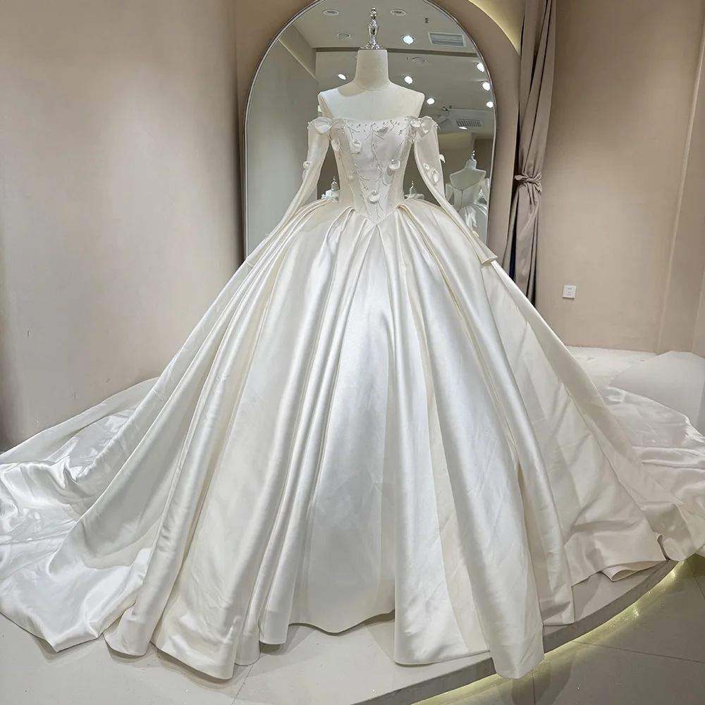 Wholesale vintage atin boat neck flower empire wedding dresses for girls,1 Piece Wholesale vintage atin boat neck flower empire wedding dresses for girls,1 Piece
