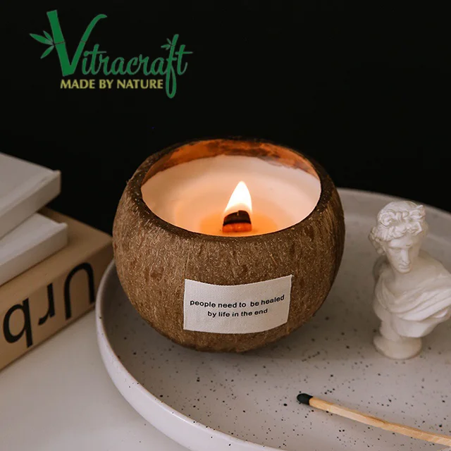 Coconut Bowl With Handmade Candles Scented Candles Made From Natural