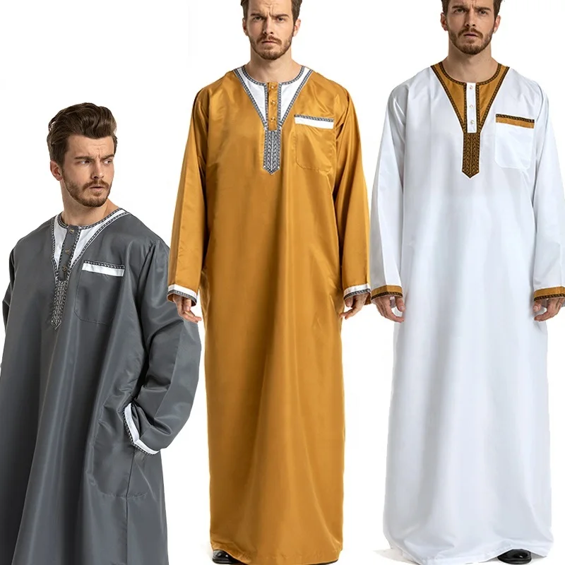 Khamis Arab Islamic Moroccan Qatar White Mens Jalabiya New Design Thobe ...