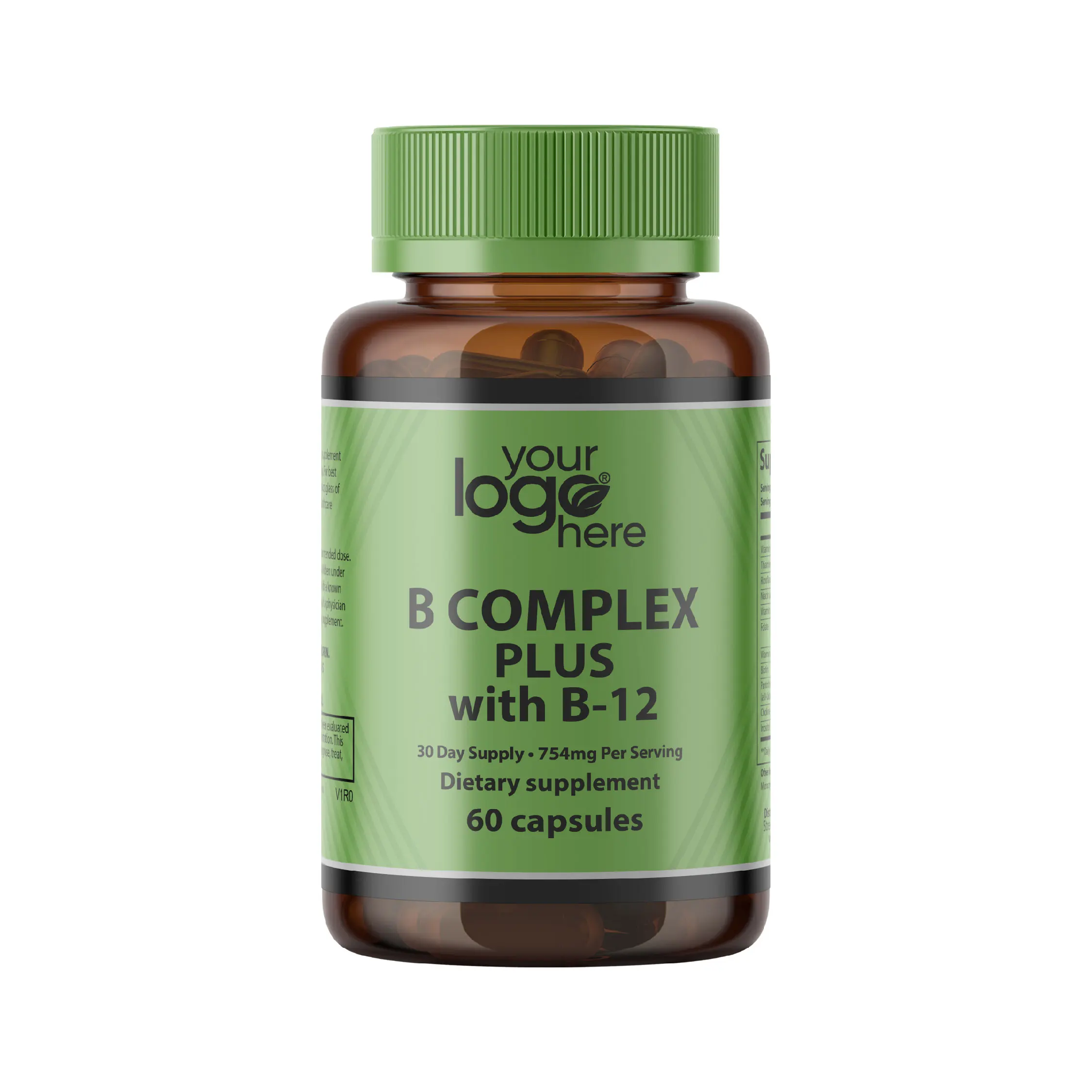 B Complex Plus Capsules with V B-12 OEM/ODM Private Label Vitamin Supplement for Immune Health and Nervous System