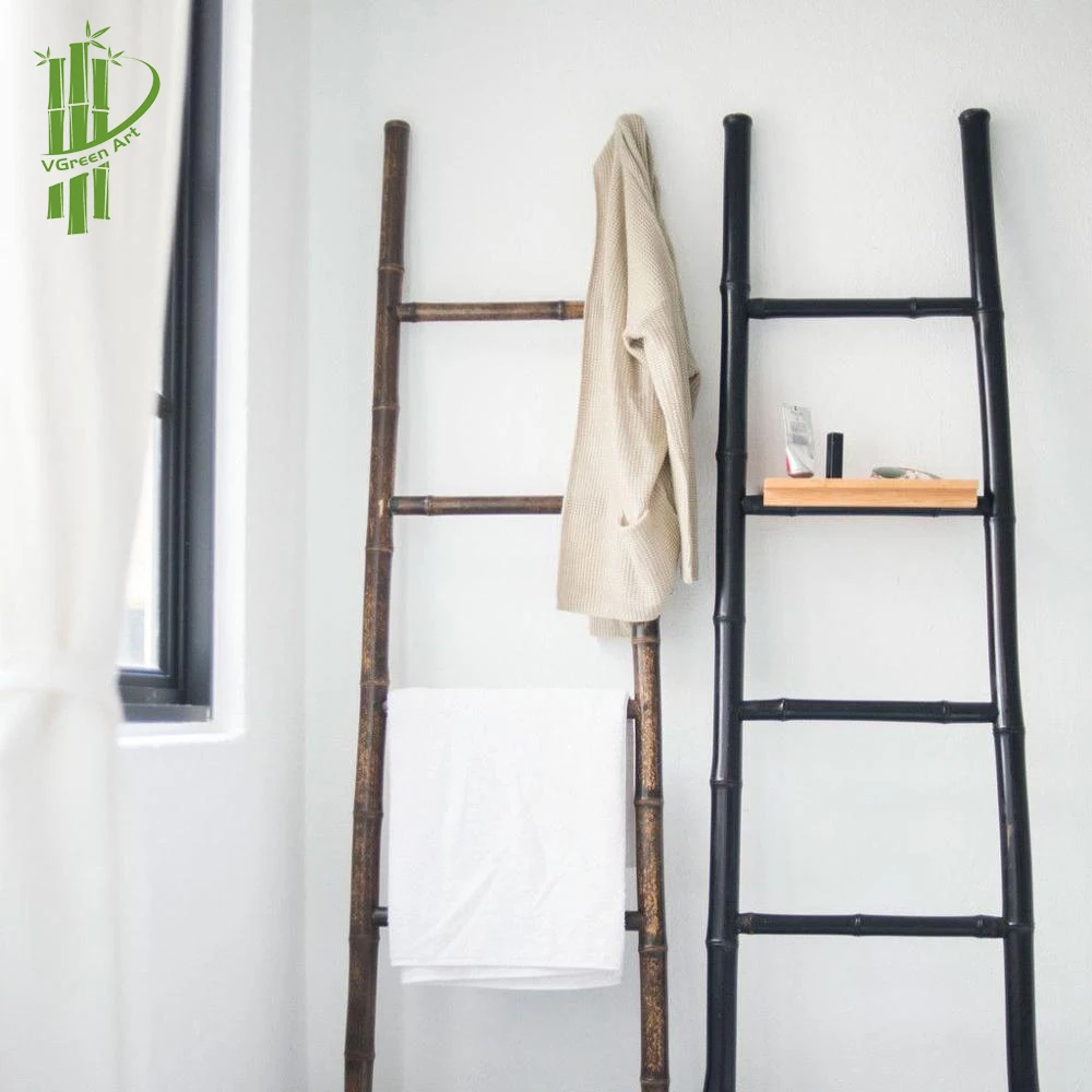 BATHROOM ACCESSORIES Natural Bamboo Ladder Shelf Blanket Ladders Bamboo Sauna Rooms Dressing Room Towel Ladder Clothes Rack
