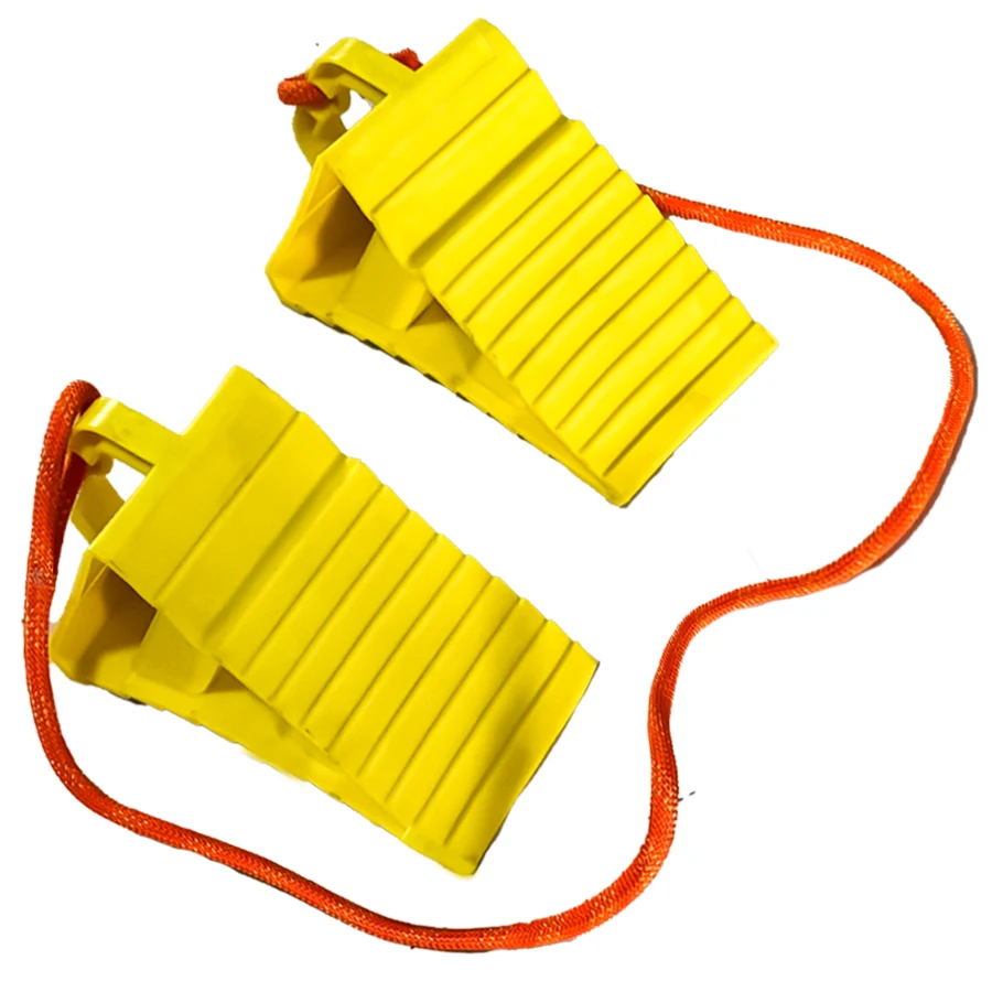 Wheel Chocks with Rope, Non Slip Heavy Duty Yellow Wheel Chock, Lightweight Wheel Stoppers for Cars Camper Trucks RVs