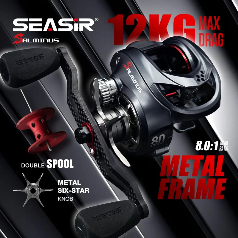 【新品】Seasir Salminus サルミナス　メタルボディ SEASIR SALMINUS Baitcasting Reel - 8.0:1 Gear Ratio, 12KG Drag