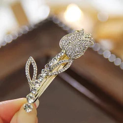 Женские Ювелирные изделия заколка для волос из сплава с цветком тюльпана и жемчугом со стразами женская новая летняя боковая челка зажим