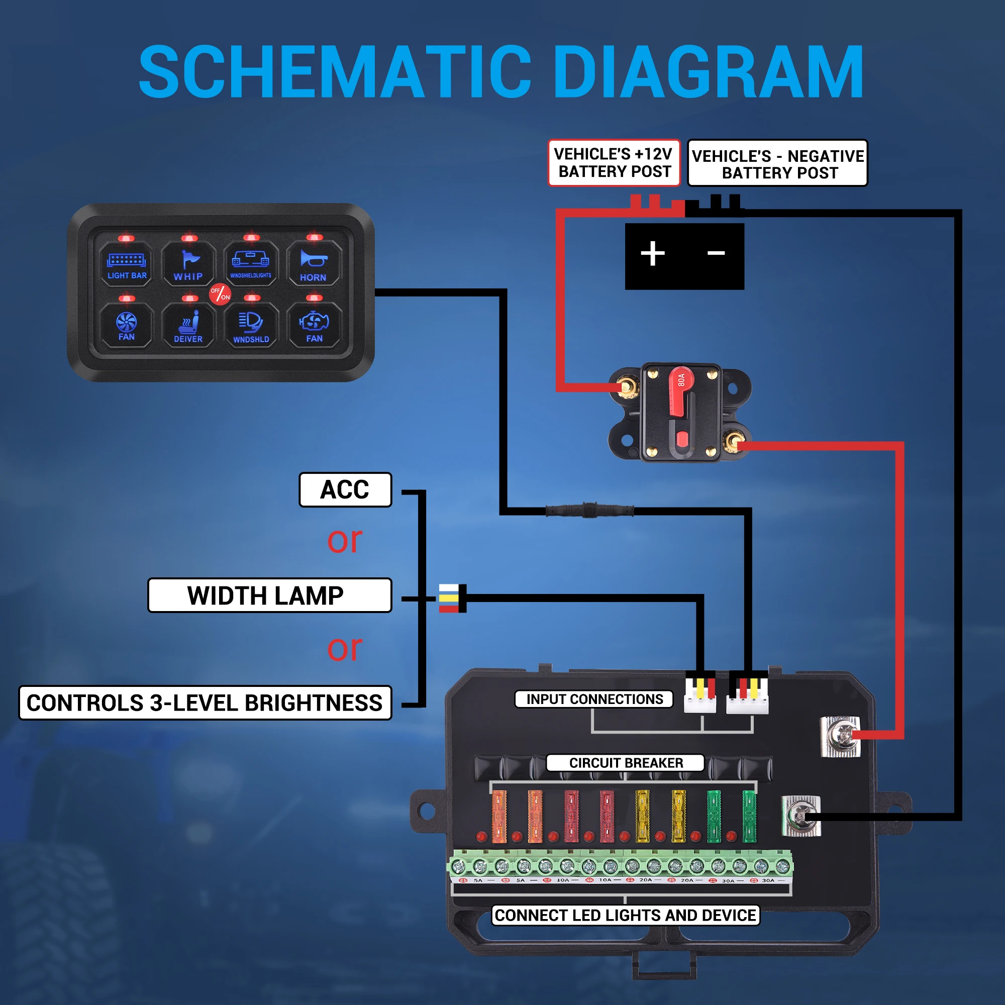 Mictuning Led Rocker Switch Push Button Switch Touch Screen Circuit