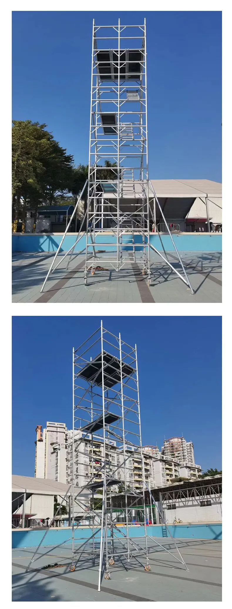 Durable 6m-12m Mobile Scaffold Tower Ladder Aluminium Rolling ...