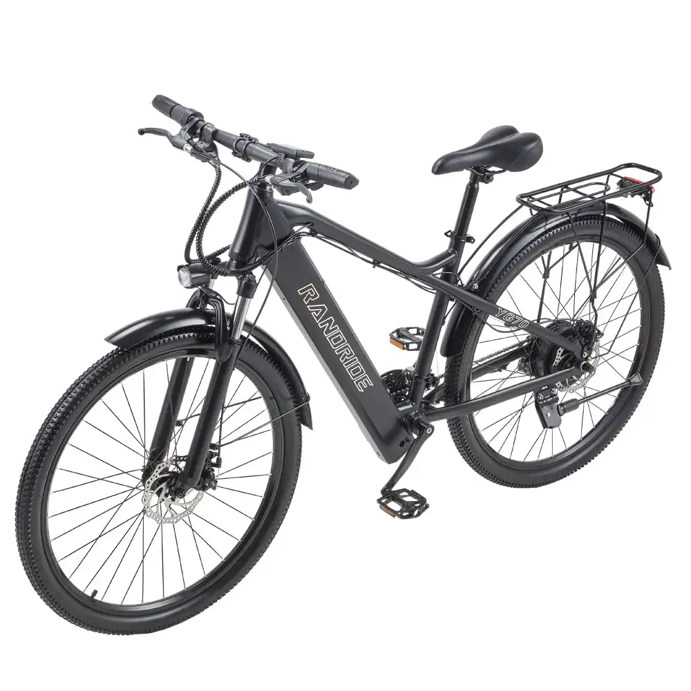 RANDRIDE YG70 Electric City Bike 27.5inch 48V 14Ah Front Suspension Rear Rack Central Motor 50km Range 15ah Battery Capacity