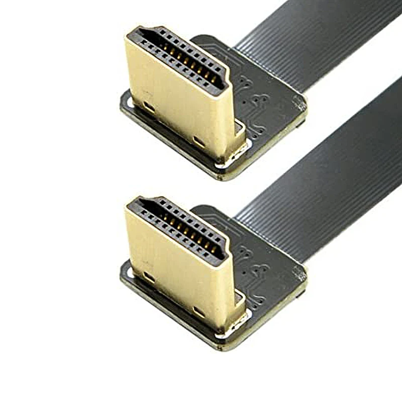 90 Degree Down Angled HDMI Type a Male to Male HDTV FPC for Video Cameras Flat 50cm HDMI Cable