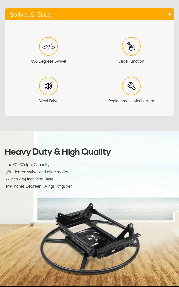 Black Steel 22 Inch Replacement Swivel Glider Ring Base Sofa Manual