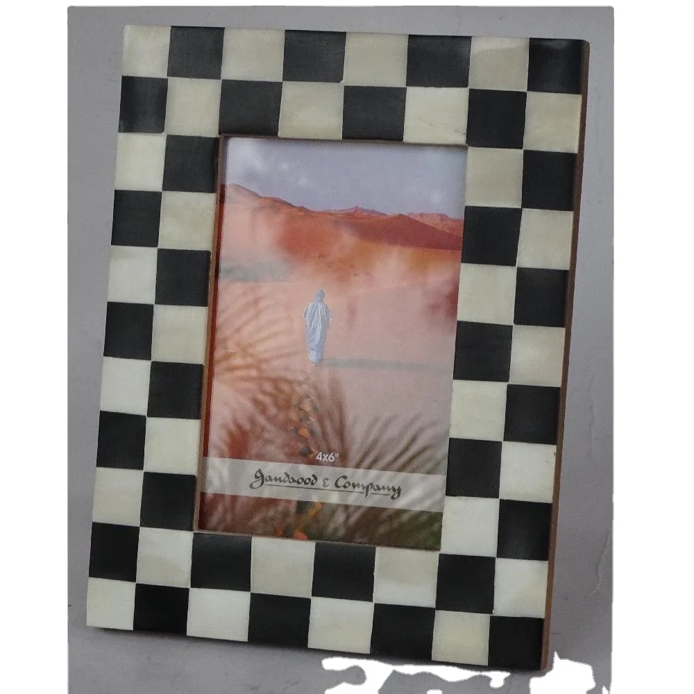 Black And White Bone Inlay Patterns Picture Photo Frame With Bone On