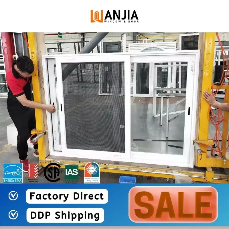 WANJIA Double Glazed Aluminum Frame Sliding windows 3 Tracks Sliding Window