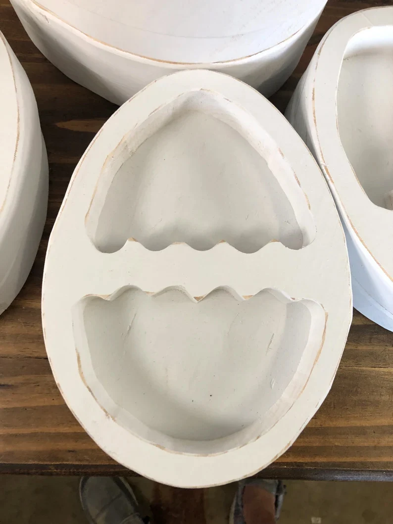 Lovely Design Purple Egg Shaped Wooden Dough Bowl For Candle Making