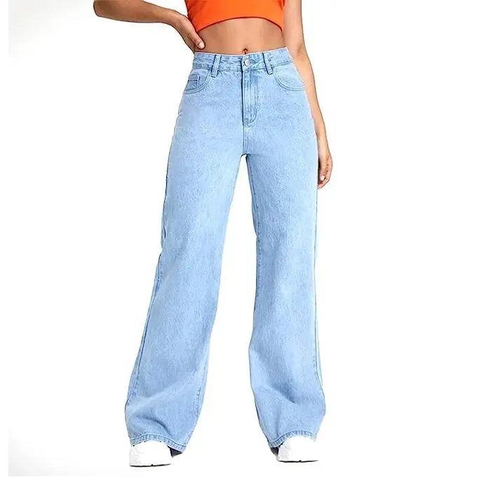 OEM Wholesale 2025 Custom Logo Womens Plus Size Gothic Cargo Pants Mid Waist Flared Wide Leg Stretch Cotton Denim Winter