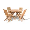 Table ronde en bois naturel 120 cm et 4 chaises de salle à manger pliantes