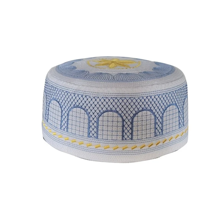 High Quality Men Prayer Namaz Embroidery Skull Cap Kufi Hat Turkish Muslim Custom Made Embroidered Caps
