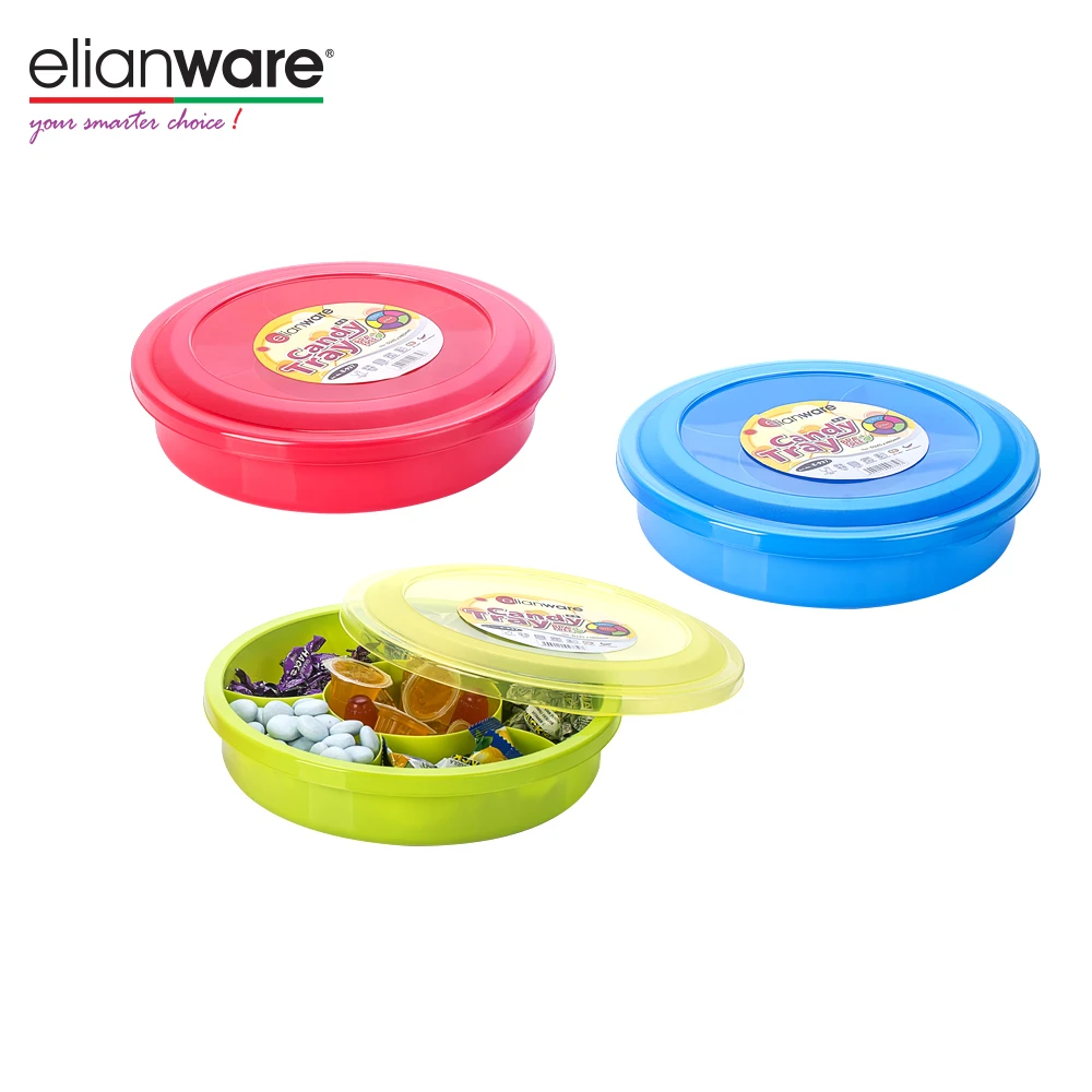 Elianware Home Festive Plastic Candy Serving Tray 6 Compartments Fruit Nuts Snacks Organizer