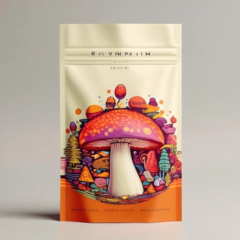 Custom 3.5 Oz Stand Pouch Biodegradable Holographic Mylar Bag with Zipper PE Plastic Smell Proof Mushroom Food Packaging