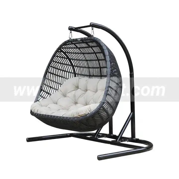 Modern Outdoor Balcony Loveseat Swing Chair Poly Rattan Bamboo Furniture for Beach for Couples Relaxing in the Living Room