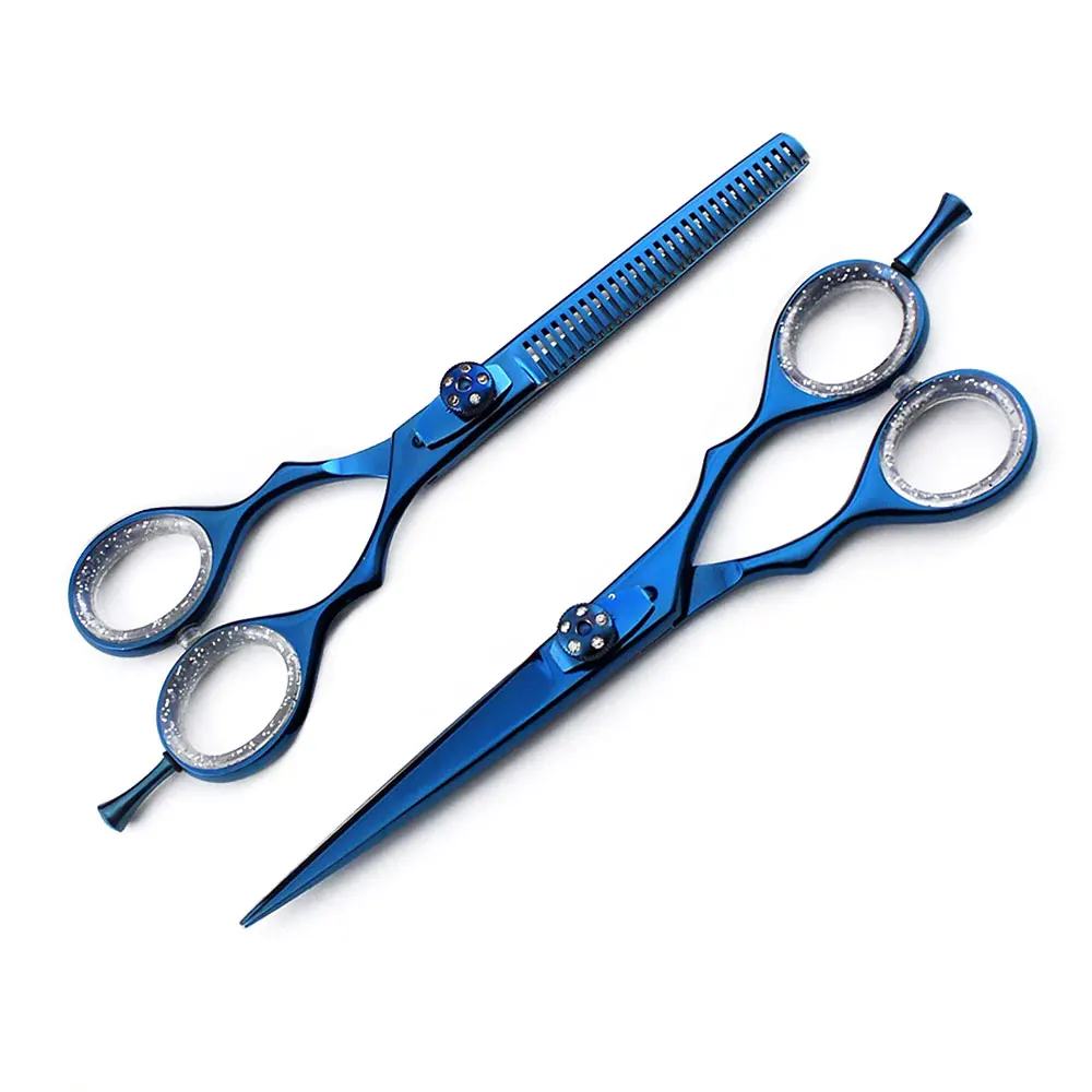 Latest Blue Hair Cutting And Thinning Scissors Set Stainless Steel