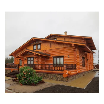 Custom-built Natural Solid Wood House 2-story 260 sq. m 12 Rooms with Plumbing and Electricity Log House Kit for Building