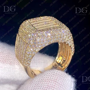 Tungsten Custom Champion Men's Wedding Ring with Iced Baguette Diamond and VVS Moissanite Hip Hop Style