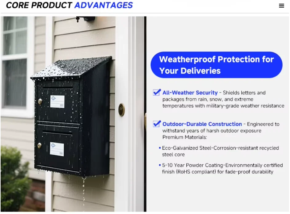 Wall Mounted Secure Packing Mailing Sealable Safe Security Parcel Delivery Lock Drop Mail Letter Box
