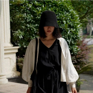 Women Dress With Belt Cotton Loose Fitted V-neck Dress Casual Loose Handmade Casual Custom Summer Classic Available Big Size