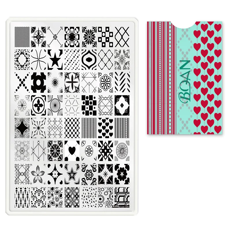 Custom French Design Various Pattern Nail Art Stamping Plates Package