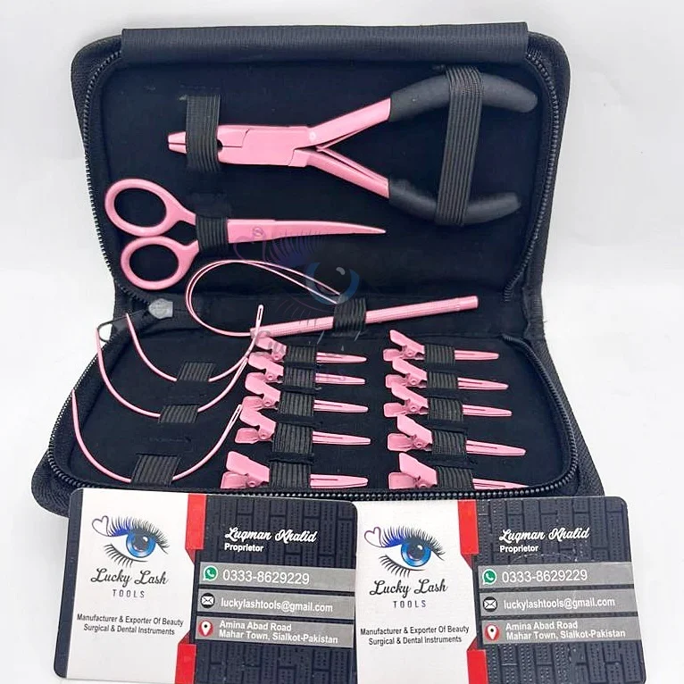 Phetbaby Pink Black Handle Hair Extension Tool Kit Set Needle