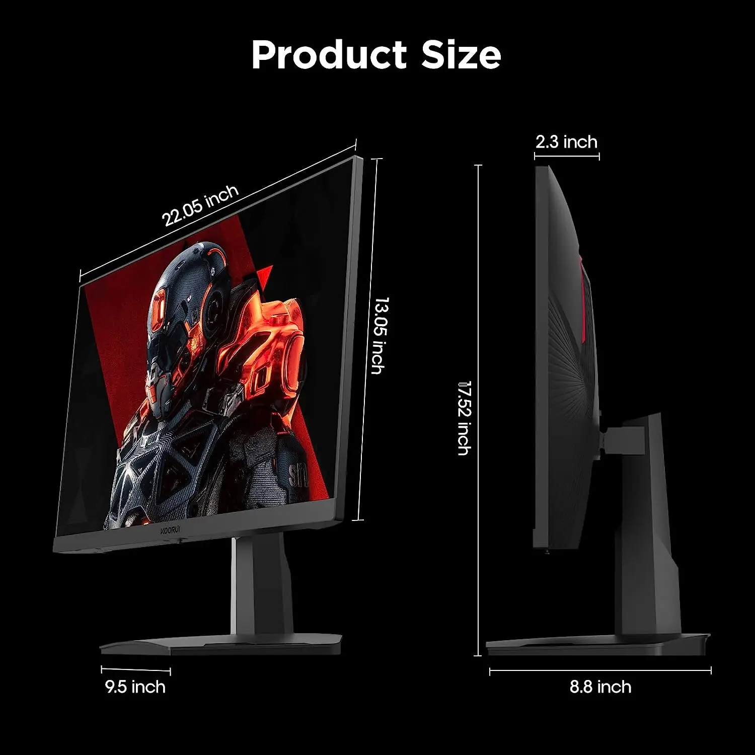 KOORUI 24.5インチゲーミングモニター、FHD 1080P 144Hz/170Hzフレーム