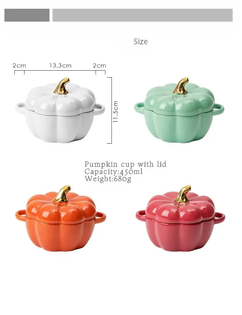 2023 Christmas exquisite and fashionable festival ceramic porcelain colorful pumpkin design soup bowl pot for home factory