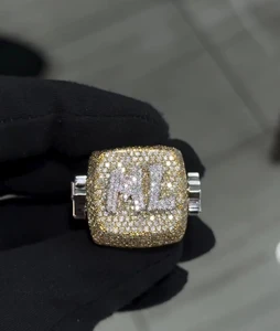 Men's 925 Sterling Silver Hip Hop Diamond Ring VVS Moissanite Pass Diamond Tester Iced for Wedding Engagement Christian Jewelry