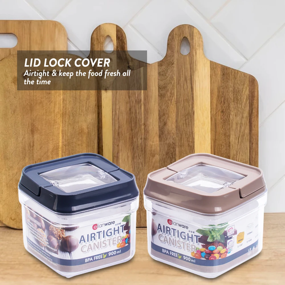 Elianware Airtight Plastic Square Food Container Boxes Kitchen