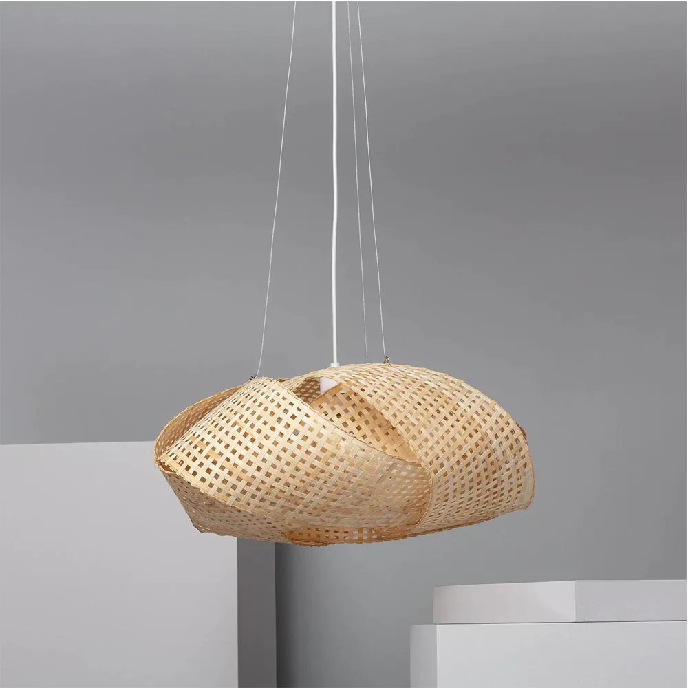 Eco Friendly Rustic Charm Rattan Lampshade Ceiling Pendant Light Shade