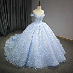 blue dress for 18th birthday A-Line Sweetheart Neck Tulle Sequin Blue Long Prom Dress, Blue Formal –  shdress main image 1