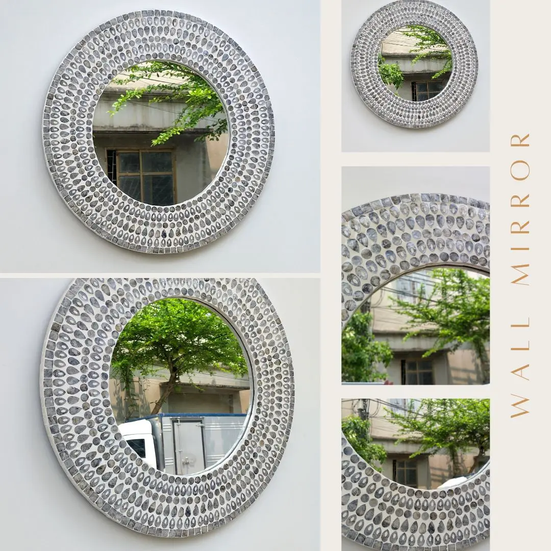 Luxury Shell Mirror Mother Of Pearl Decorative Wall Mirror Art Decor