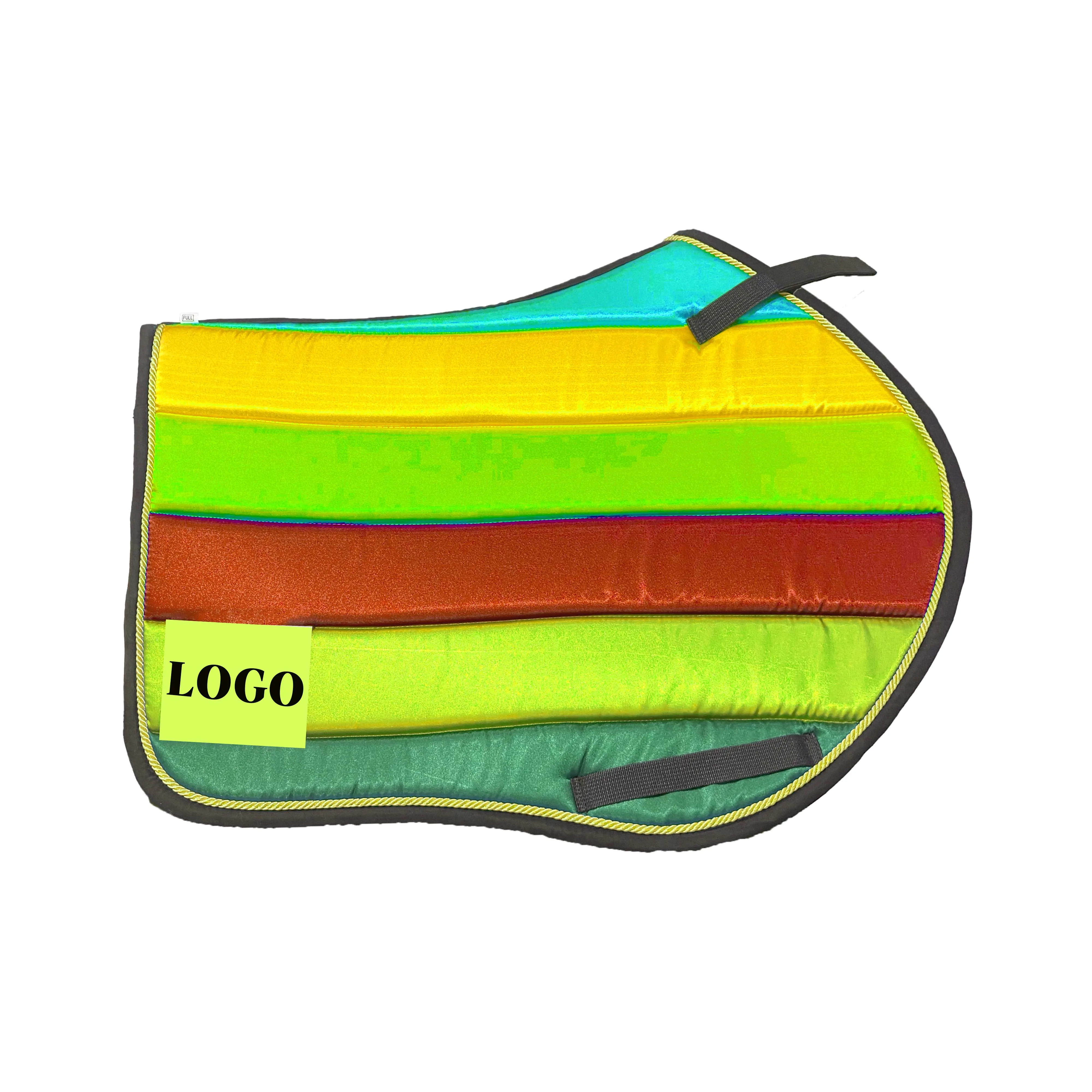 Classic Multi Color Saddle Pads Rainbow Foam Satin Custom Print Satin Saddle Pad Jumping Western Custom Stitch Saddle Pads