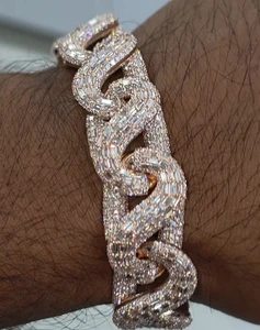 VVS Brilliant Cut Moissanite 925 Sterling Silver Custom Rose Gold Emerald Snake Bracelet Hip Hop Style Fine Chain Link Bracelets
