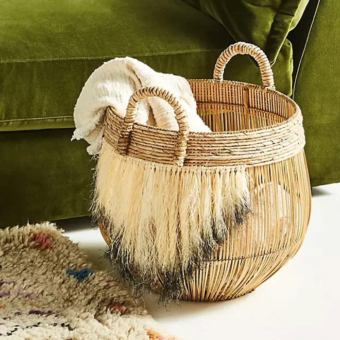 Mix Material Storage Basket Rattan Basket With Water Hyacinth/seagrass