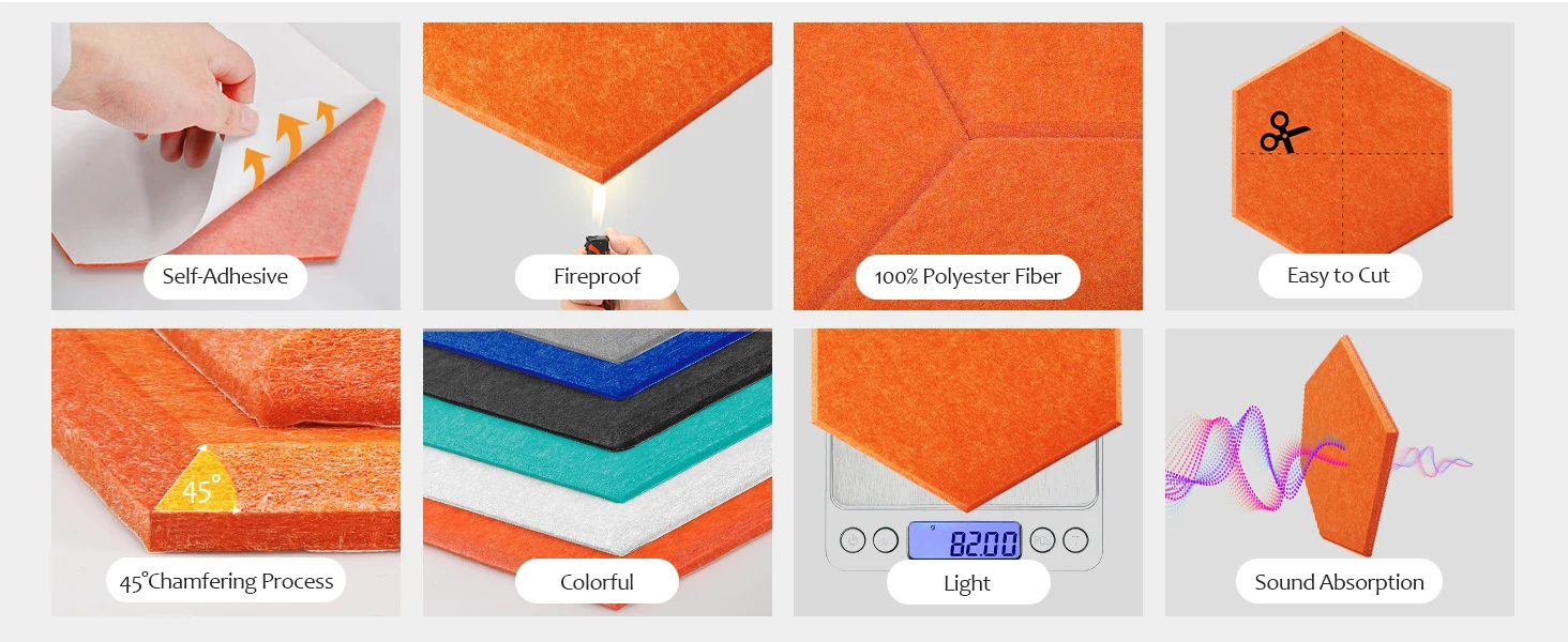 New Arrival Polyester Flame Retardant Pet Felt Acoustic Panel Modern Design Style Sound Absorbing Material details