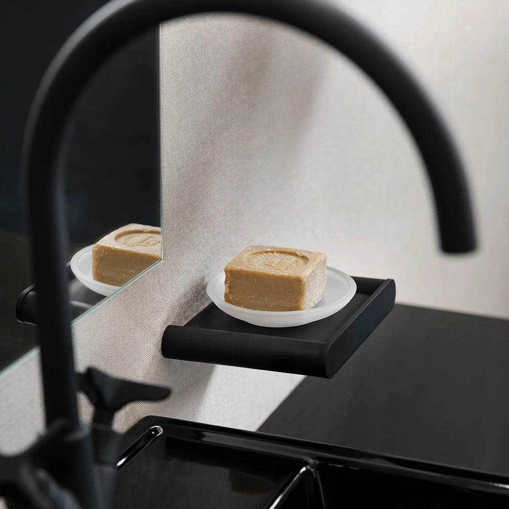 Elegant Minimalist Black Matt Toilet Brush With Due Electrostatic