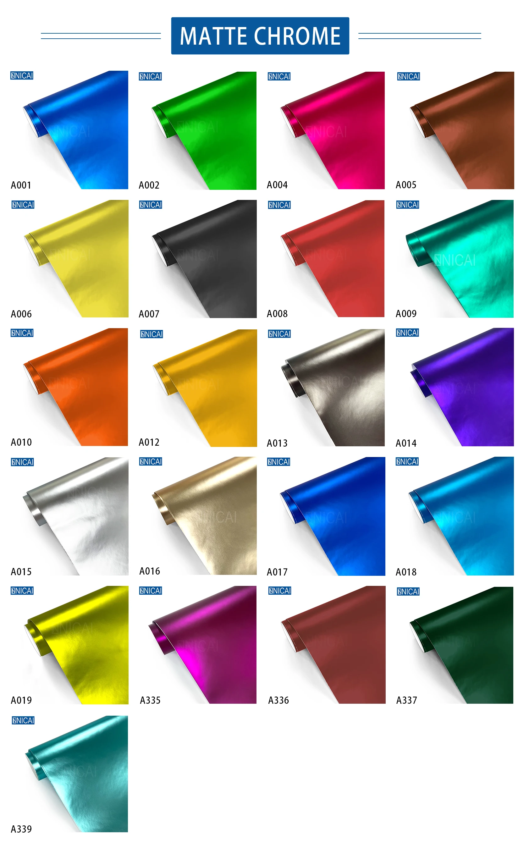 Matte Vinyl Car Wrap Vinyl Metallic Matte Chrome Film Vinyl Roll Auto